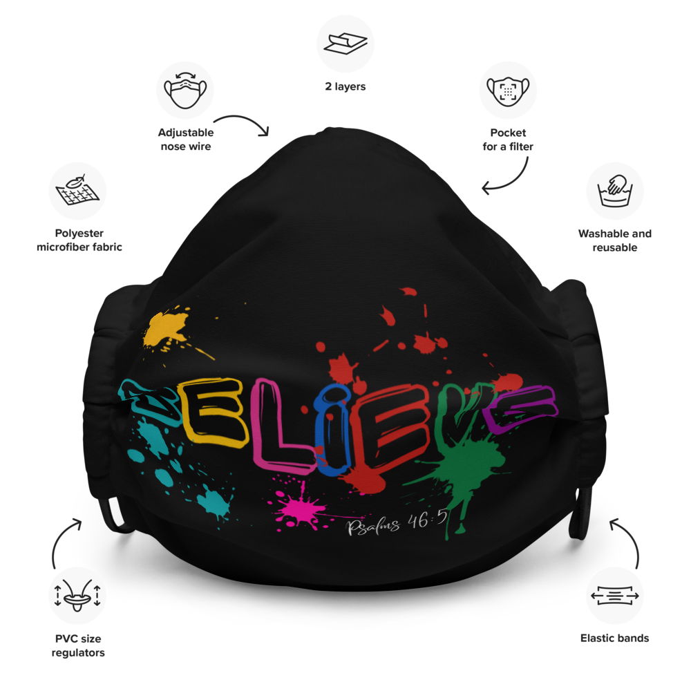 "Believe" Paint Splash Premium face mask