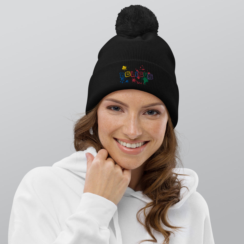 Believe Ladies Pom pom beanie